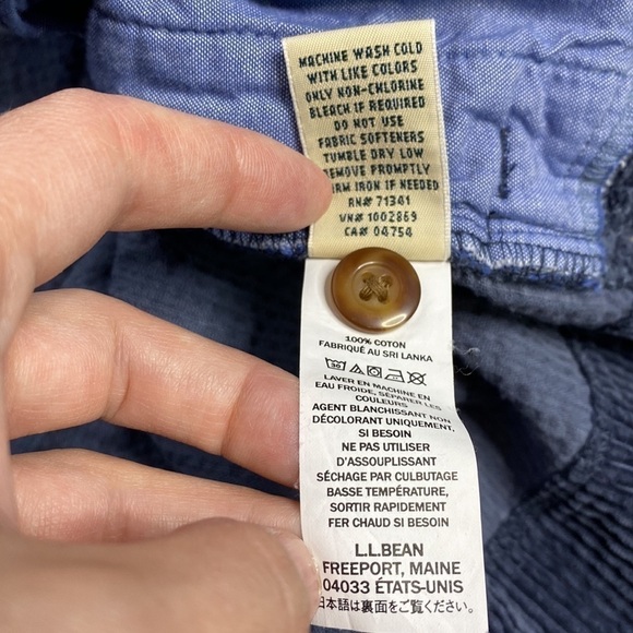 L.L. Bean Comfort Corduroy Relaxed Shirt Blue 512409 Size 1X - Picture 9 of 10